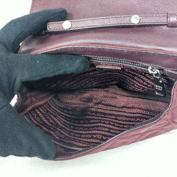 PRADA Impuntu Tessuto Quilted Nylon Chain Crossbody Bag Granato Shoulder Bag - Picture 7 of 16